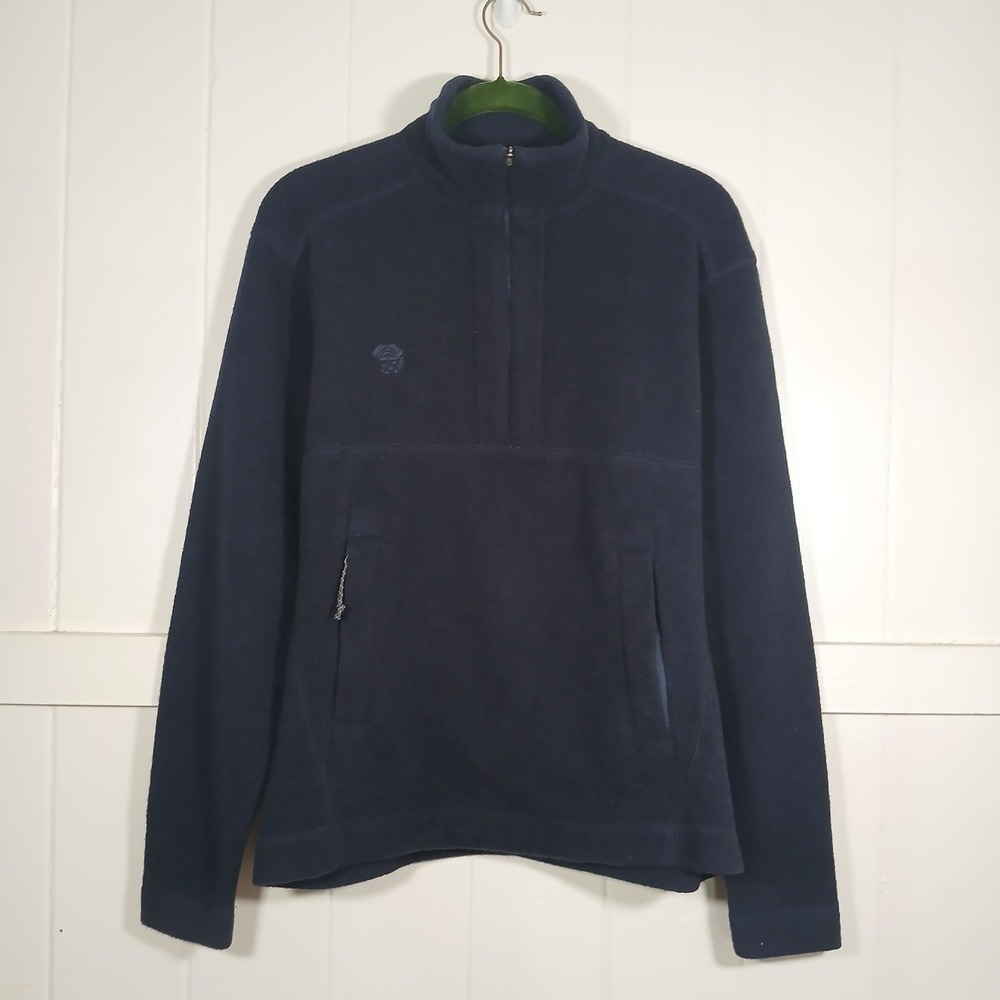 Mountain Hardwear Mens Wool Blend Fleece Half‎ Zip Pullover Navy Blue OM2849 M
